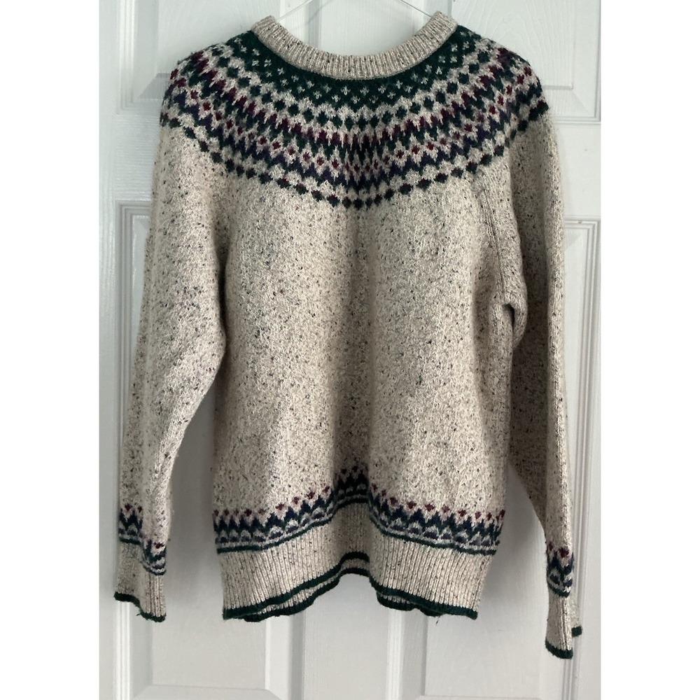 Northern Reflections Youth XL Fair Isle Sweater Unisex Oatmeal Wool Cotton Knit
